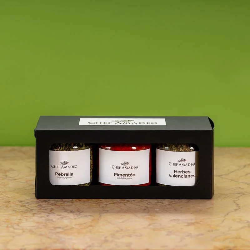 Estuche sazonador pebrella pimentón herbes valencianes